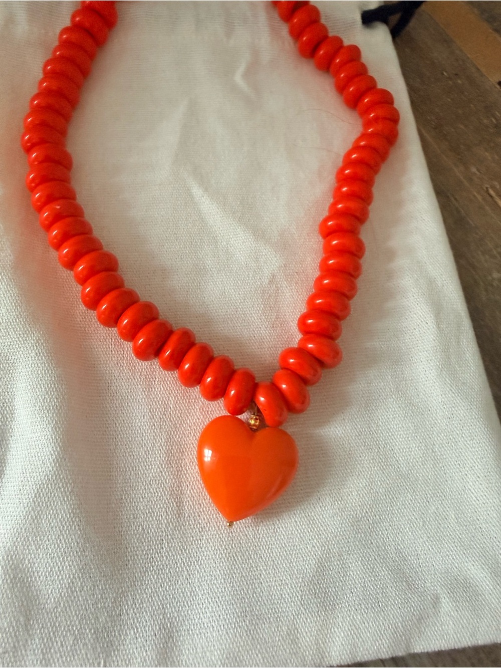 Orange & Red Heart Bead Necklace -
